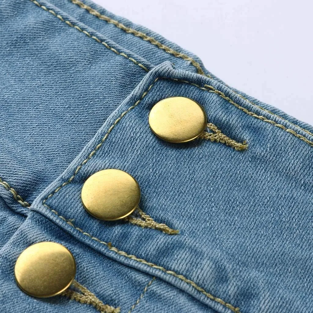 Jean Skirts for Women Trendy Front Button Flared Slim Stretchy Casual Long Denim Skirts for Summer Streetwear