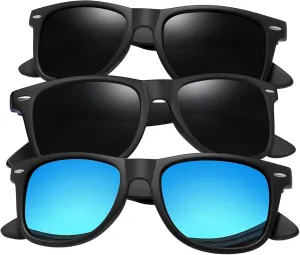 Joopin 3 Pack Square Sunglasses Polarized UV Protection Trendy Sun Glassses Fashion Shades for Women Men