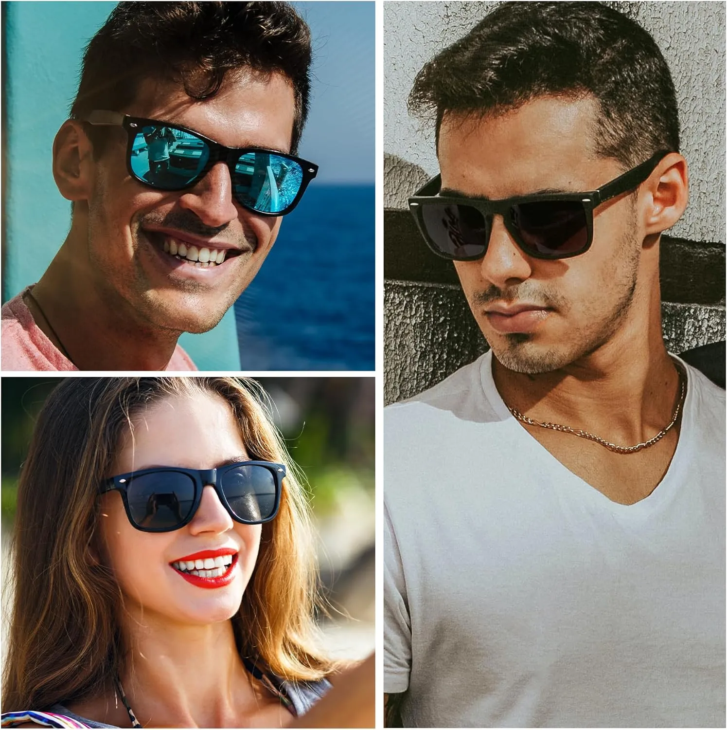 Joopin 3 Pack Square Sunglasses Polarized UV Protection Trendy Sun Glassses Fashion Shades for Women Men