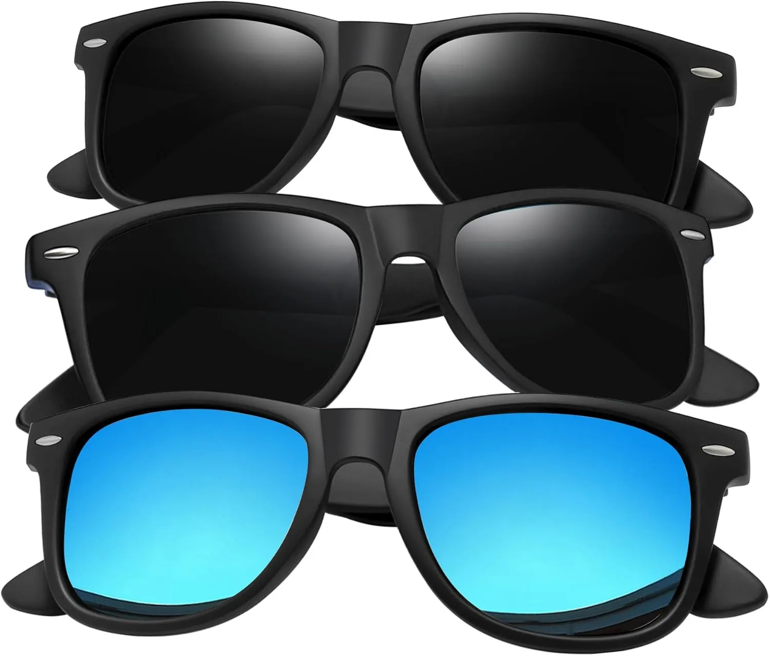 Joopin 3 Pack Square Sunglasses Polarized UV Protection Trendy Sun Glassses Fashion Shades for Women Men
