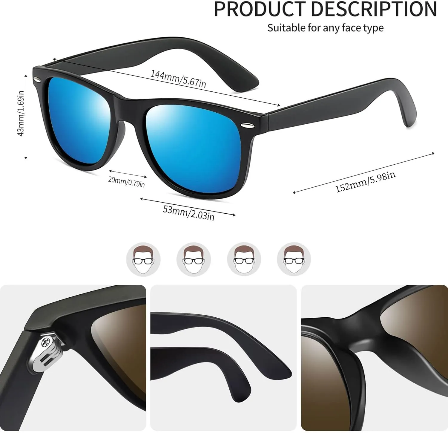 Joopin 3 Pack Square Sunglasses Polarized UV Protection Trendy Sun Glassses Fashion Shades for Women Men