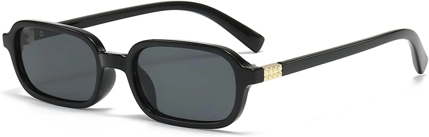 JUDOO Retro Rectangle Sunglasses for Women Men Narrow Vintage 90s Square Sunnies Rectangular Sunglasses Slim Cute Glasses