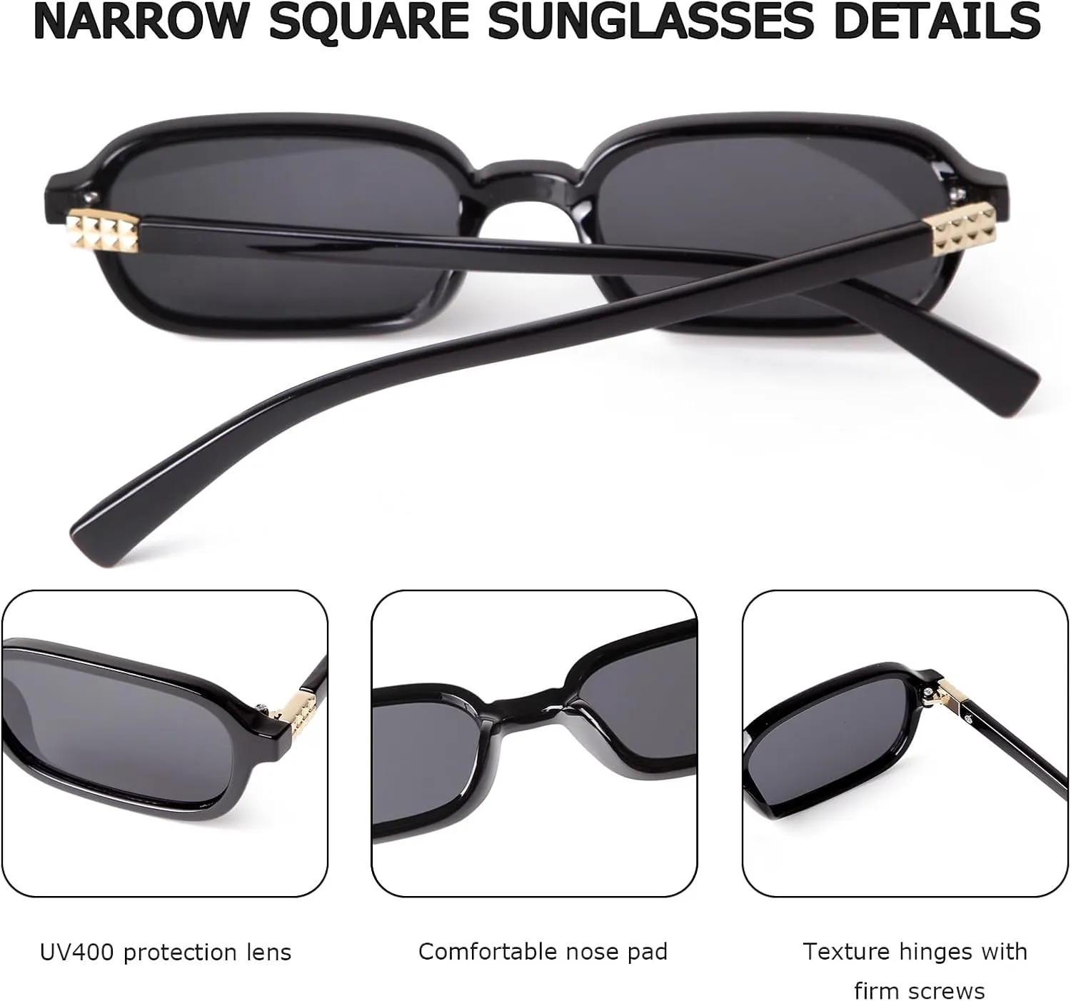JUDOO Retro Rectangle Sunglasses for Women Men Narrow Vintage 90s Square Sunnies Rectangular Sunglasses Slim Cute Glasses