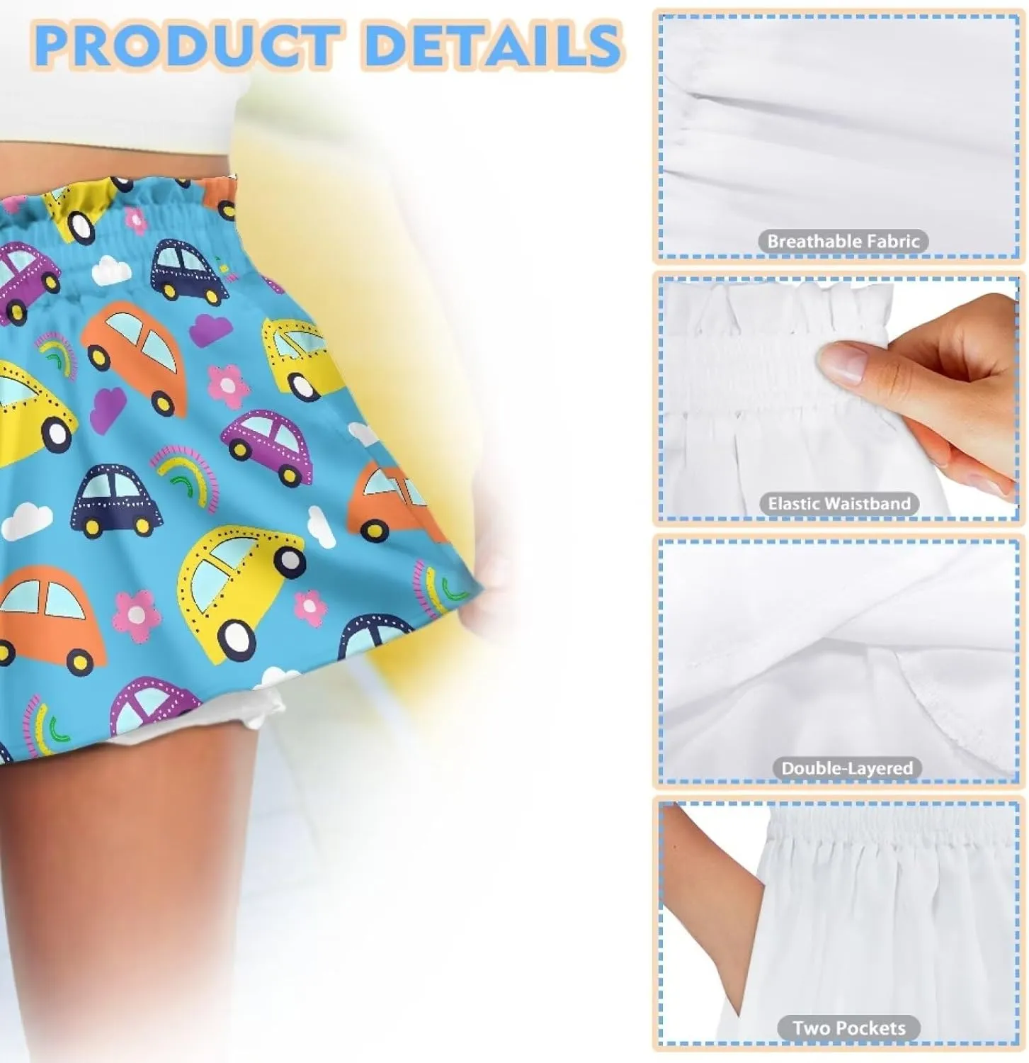 Kids Athletic Shorts for Girls High Waist Shorts 1-16Y Boys Swim Shorts with Pocket Novelty Graphic Shorts