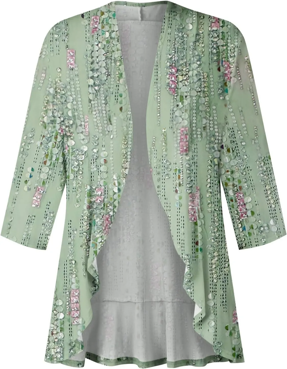Kimonos for Women Breathable Open Front Tops Lightweight Cardigan Lrregular Hemline Cover Up Loose Fit Casual Coat