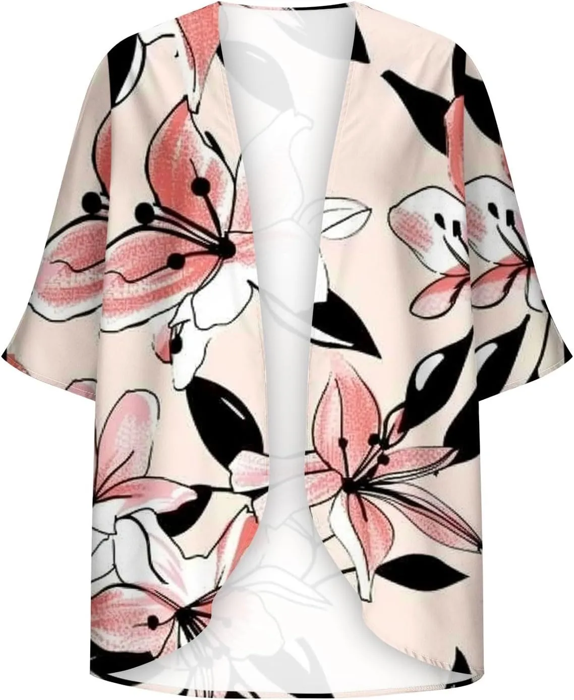 Kimonos for Women Summer Chiffon Beach Cover Up Lightweight Open Front 3/4 Sleeve Cardigan Vacation Outfits