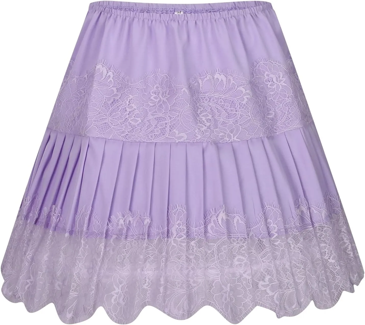 Knee Length Skirts for Women Double Ruffle Hem Lightweight Sheer Low Rise Dance Lace Patchwork Short Skirts Summer