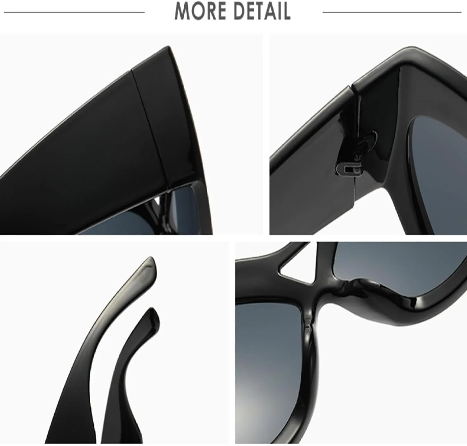 Large Frame Cat Eye Sunglasses Fashion Retro Uv400 Large Mirror Leg Punk Style Female