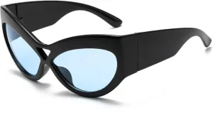 Large Frame Cat Eye Sunglasses Fashion Retro Uv400 Large Mirror Leg Punk Style Female