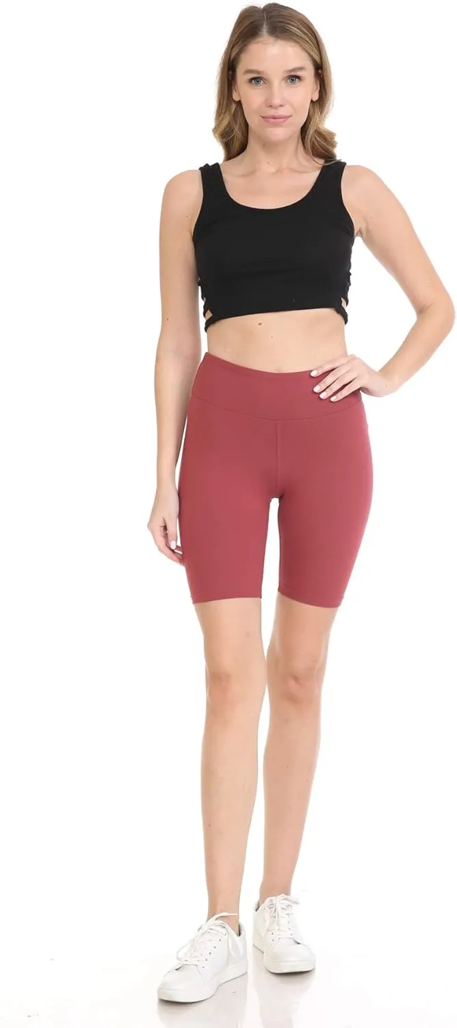 Leggings Depot Women's 10"/ 8"/ 5"/ 2" High Waist Active Running Shorts, Womens Biker Shorts