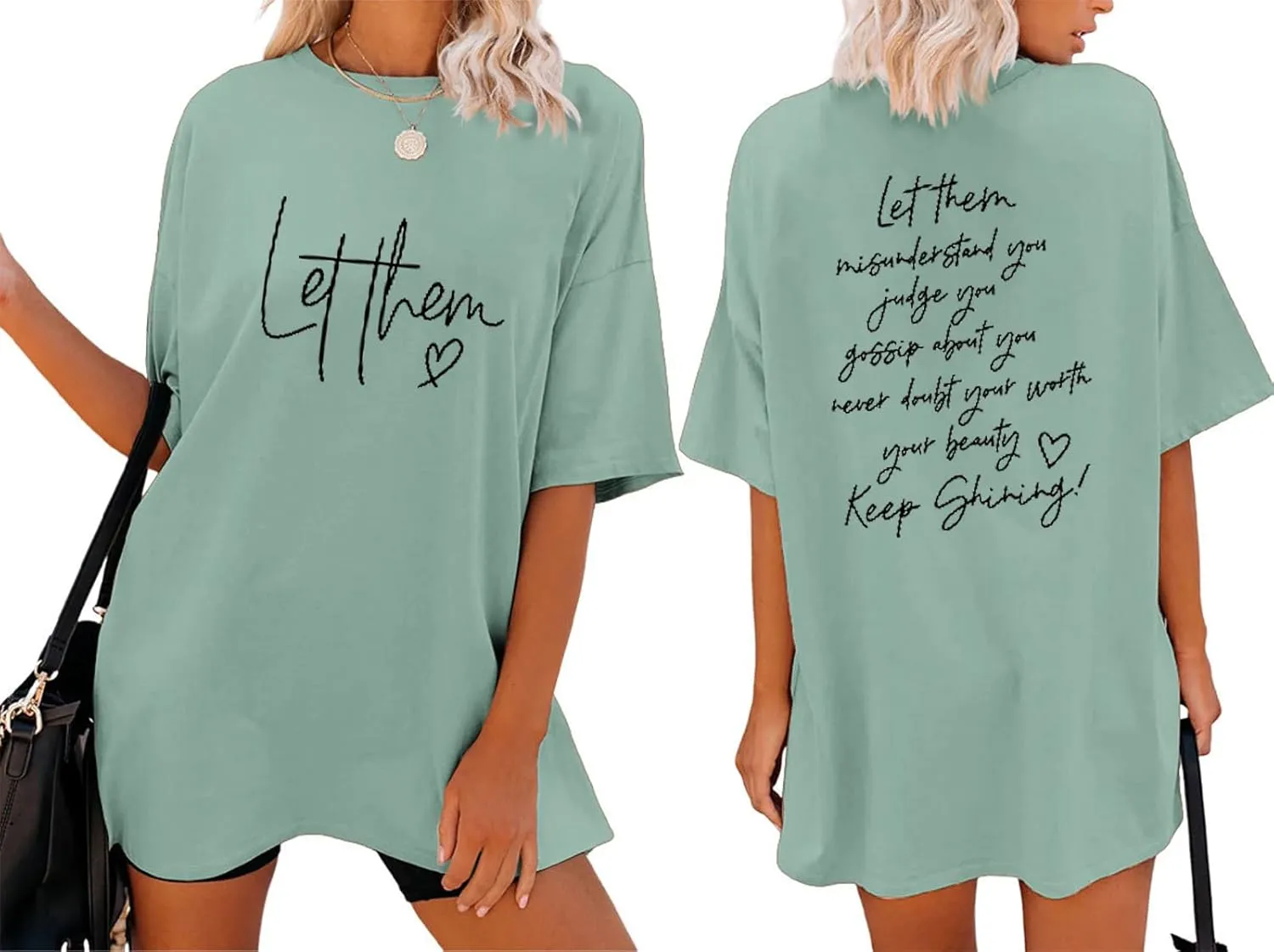 Let Them Shirt for Women Oversized Tshirts Mental Health Awareness Graphic Tees Christian Faith Inspirational Shirts