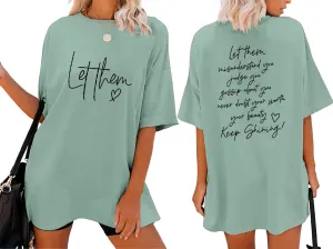 Let Them Shirt for Women Oversized Tshirts Mental Health Awareness Graphic Tees Christian Faith Inspirational Shirts