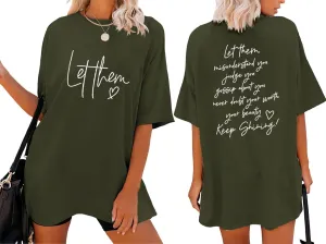 Let Them Shirt for Women Oversized Tshirts Mental Health Awareness Graphic Tees Christian Faith Inspirational Shirts