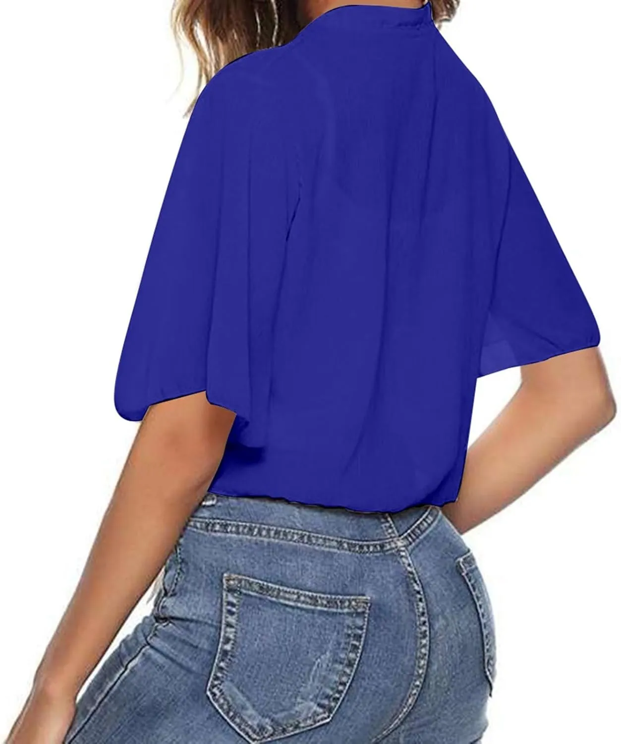 Lightweight Cardigans for Women Chiffon Sheer Shrug Short Sleeve tie Front Cardigan Summer Cropped Cardigan