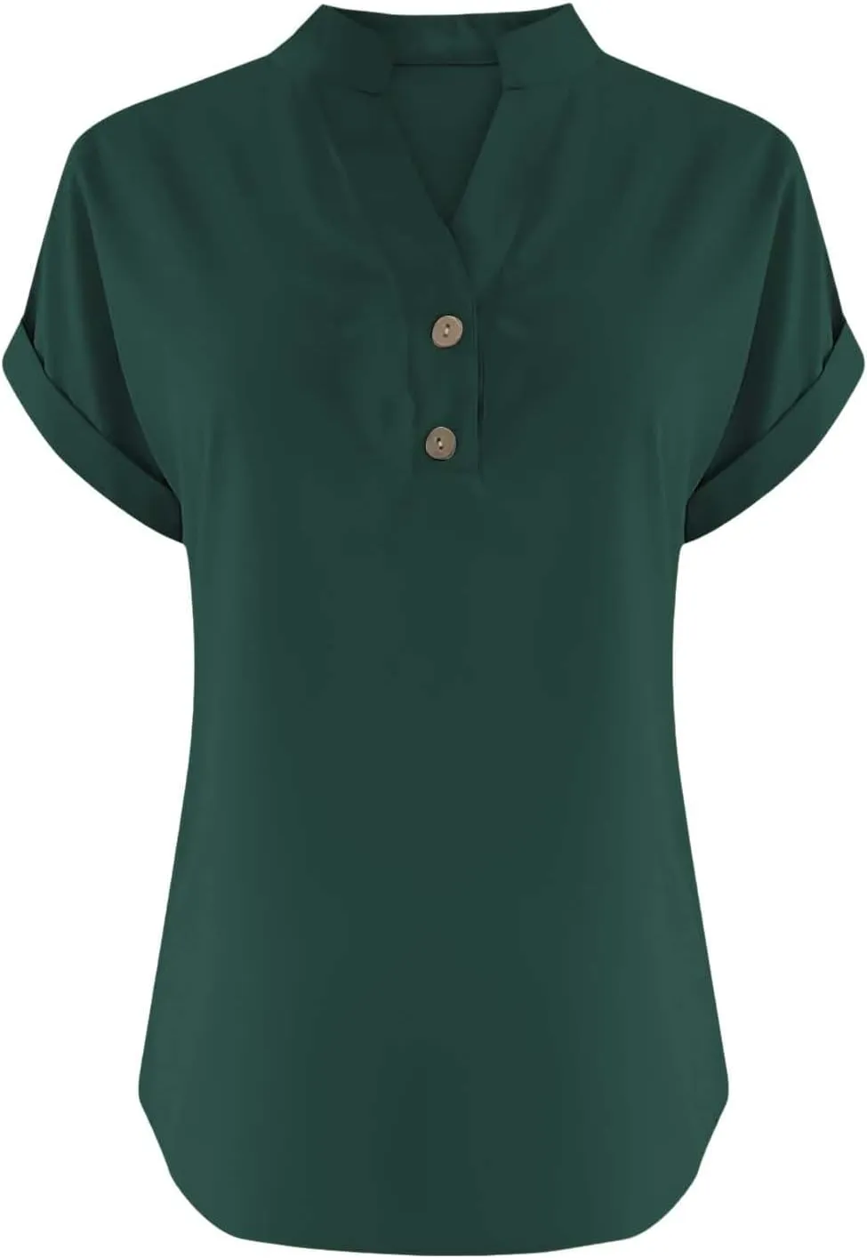 Linen Blouse for Women Plus Size Loose Fit Cotton Gauze Tops V Neck Button Down Henley Shirts Casual Solid Vacation Beach Tee