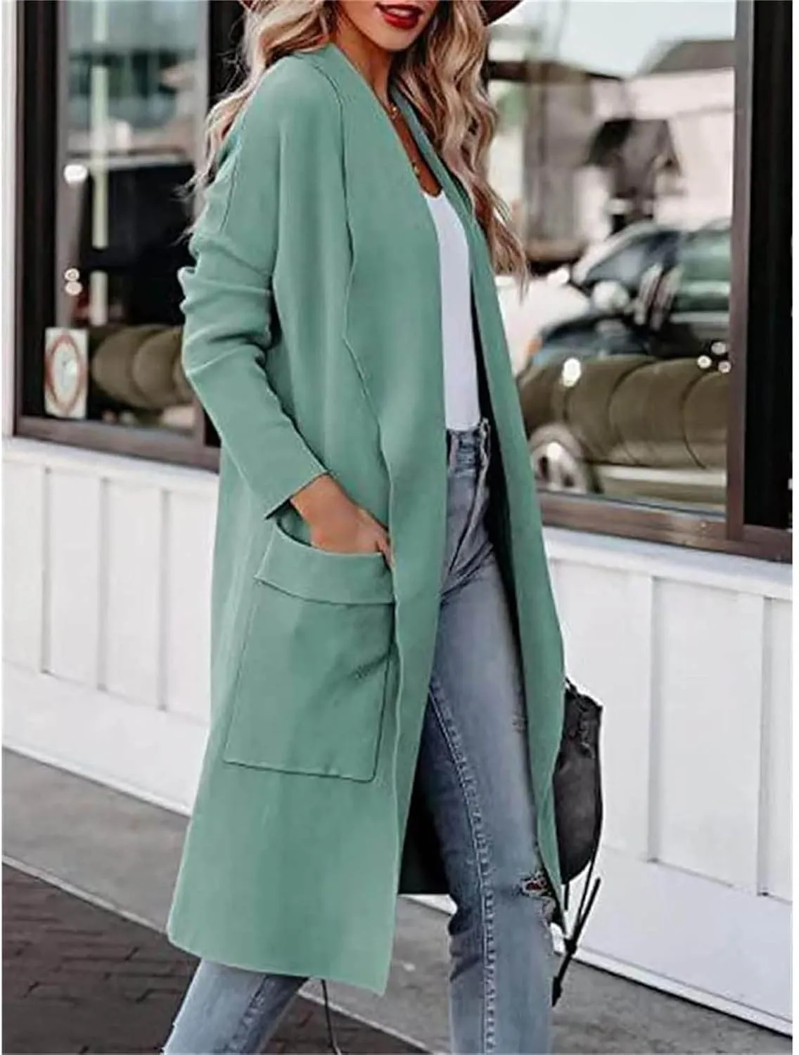 Long Cardigan Sweater for Women Trendy 2024 Oversized Knit Open Front Coatigans Casual Loose Lapel Trench Coat
