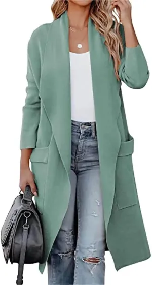 Long Cardigan Sweater for Women Trendy 2024 Oversized Knit Open Front Coatigans Casual Loose Lapel Trench Coat