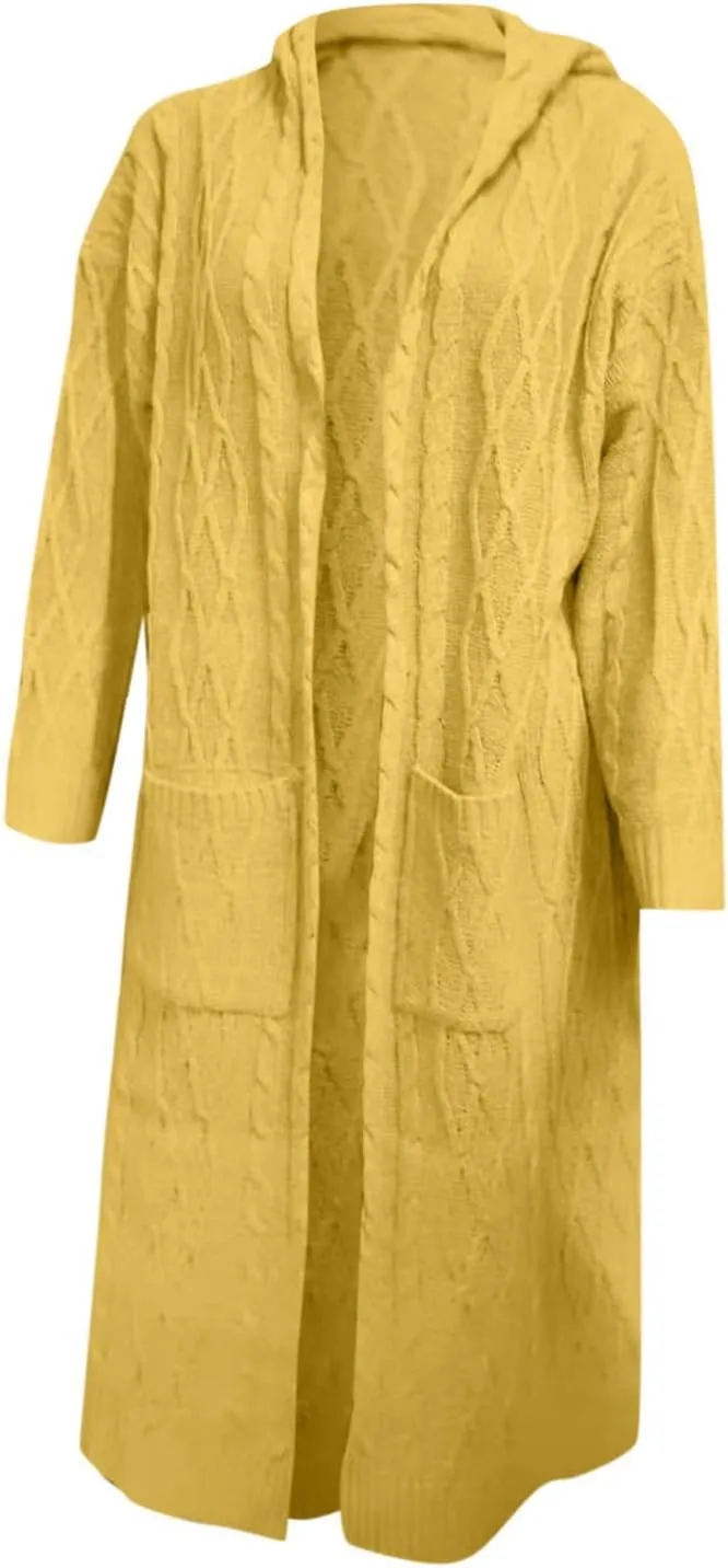 Long Cardigan Sweaters for Women Fall Winter Coats Cable Knit Casual Open Front Long Sleeve Sweater Plus Size Outercoat
