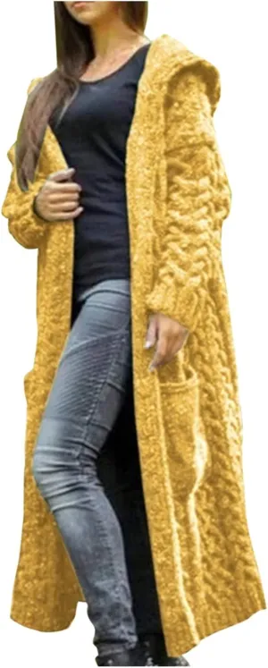 Long Cardigan Sweaters for Women Fall Winter Coats Cable Knit Casual Open Front Long Sleeve Sweater Plus Size Outercoat