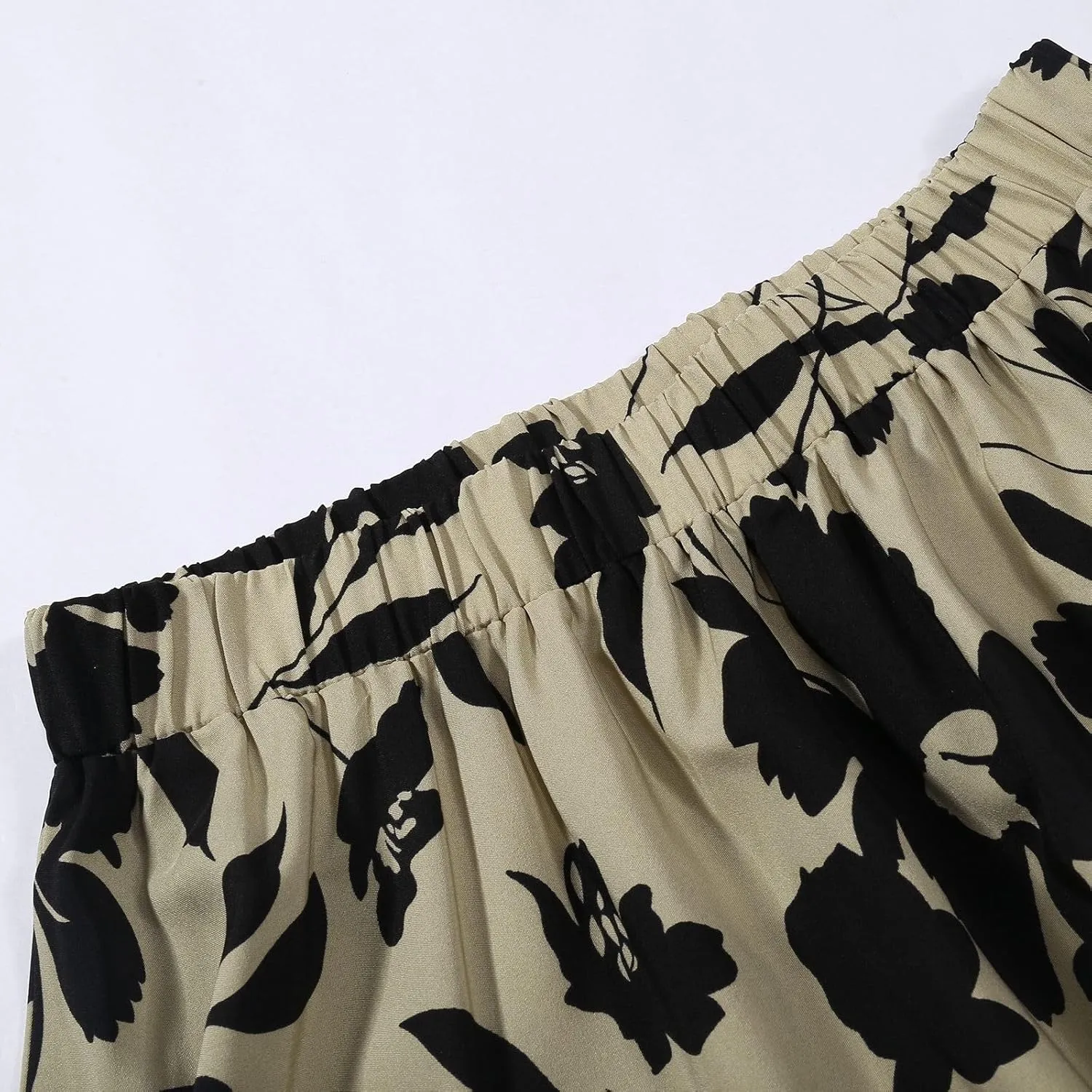 Long Flowy Floral Skirts for Women High Elastic Waist Summer Pleated A Line Maxi Smocked Boho Beach Skirts