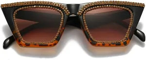 Luxury Crystal Diamond Sunglasses Women Vintage Cat Eye Party Eyewear Sparkling Rhinestone Gradient Color Oversized Shades