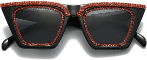 Luxury Crystal Diamond Sunglasses Women Vintage Cat Eye Party Eyewear Sparkling Rhinestone Gradient Color Oversized Shades