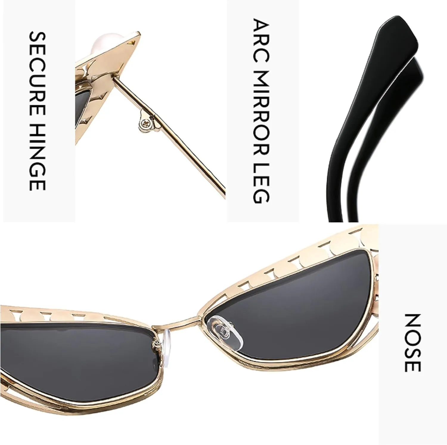 Luxury Diamond Pearl Sunglasses Women Cat Eye Sun Glasses for Women Vintage Shades Female Metal Frame