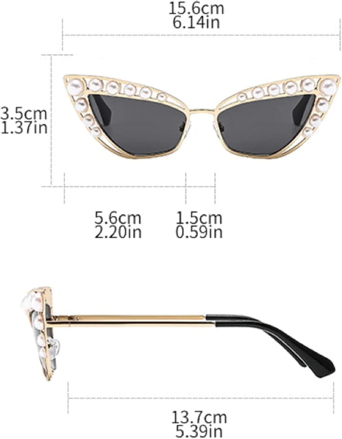 Luxury Diamond Pearl Sunglasses Women Cat Eye Sun Glasses for Women Vintage Shades Female Metal Frame