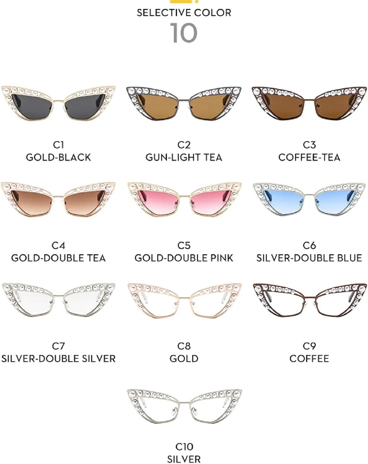 Luxury Diamond Pearl Sunglasses Women Cat Eye Sun Glasses for Women Vintage Shades Female Metal Frame