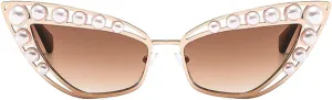 Luxury Diamond Pearl Sunglasses Women Cat Eye Sun Glasses for Women Vintage Shades Female Metal Frame