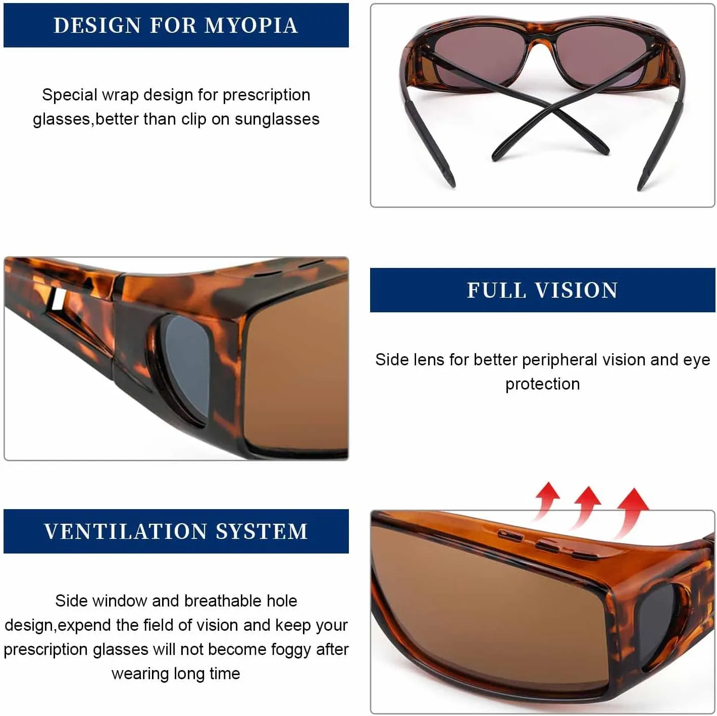 LVIOE Over Glasses Sunglasses Wrap Around Polarized Sunglasses for Men Women Fit Over Prescription Glasses with UV Protection