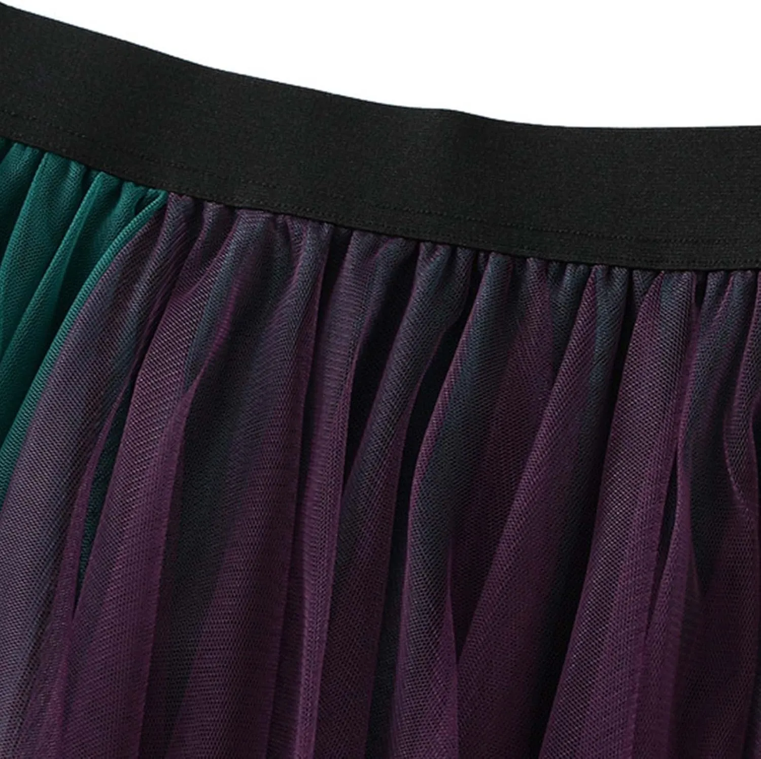 Maxi Skirt for Women Trendy Gradient Sheer Mesh Multi Layer Pleated Lightweight Summer Midi Skirts for Vacation Streetwear