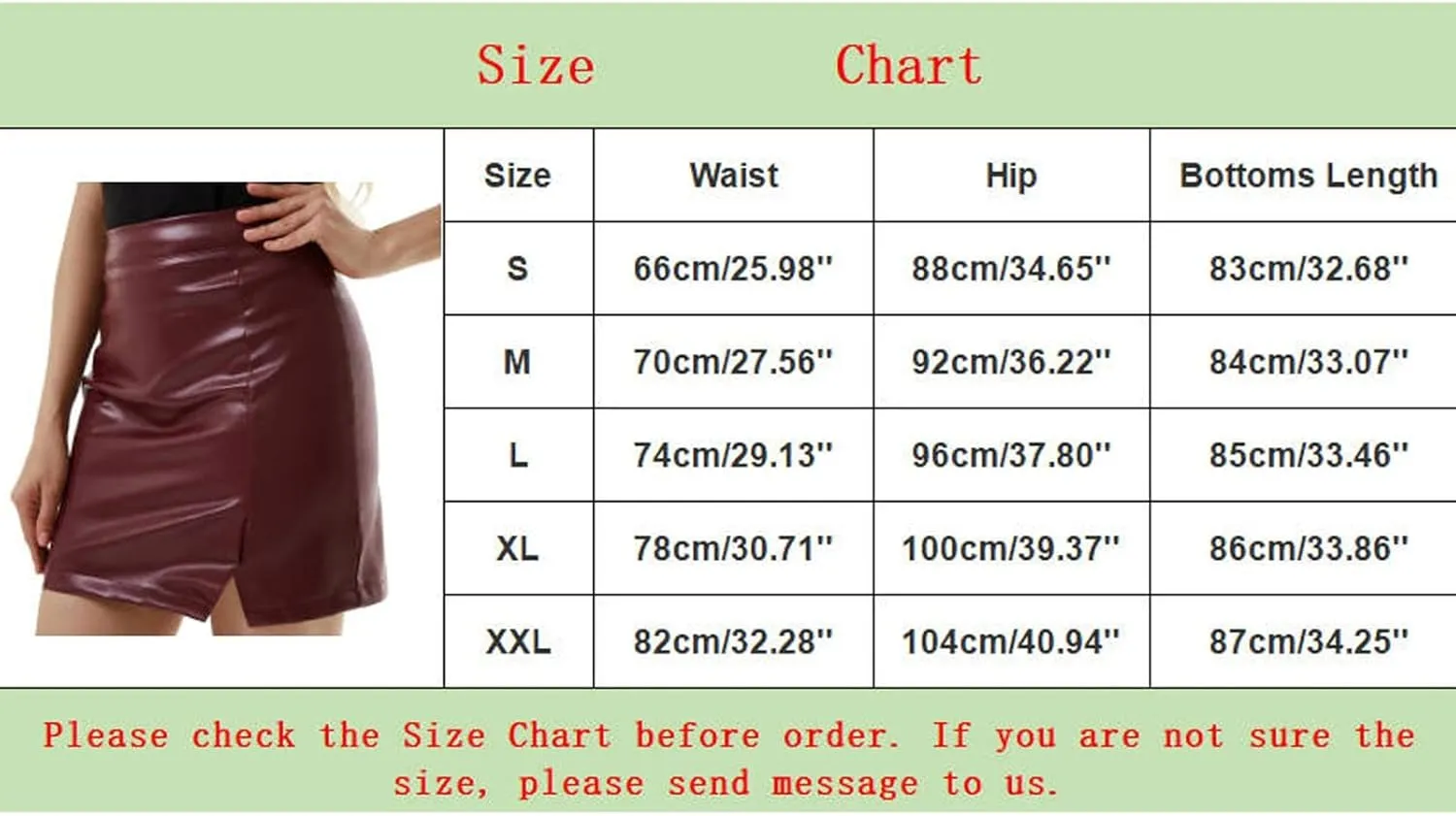 Maxi Skirt with Slit for Women PU Leather Back Zipper Slim Fit Stretchy High Elastic Waist Business Workout Short Skirt