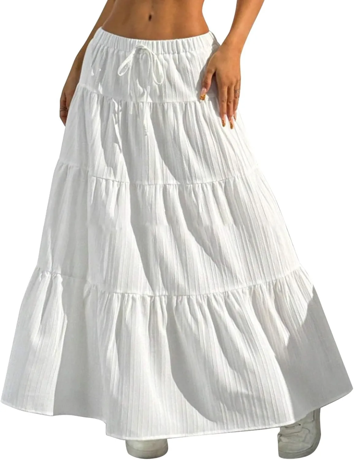 Maxi Skirts for Women 2025 Trendy Low Rise Loose A-Line Flared Casual Summer Long Skirts for Women Streetwear Comfy