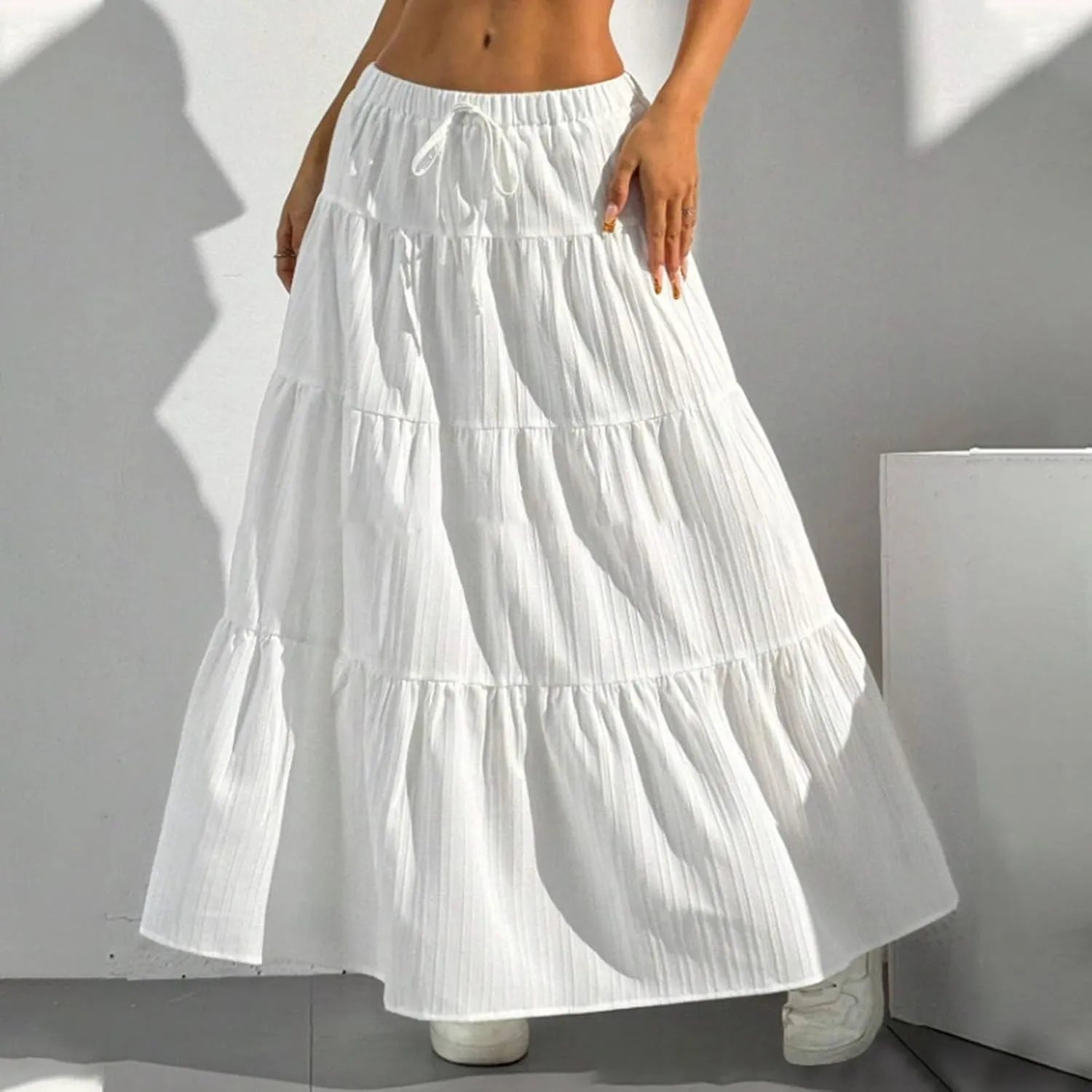 Maxi Skirts for Women 2025 Trendy Low Rise Loose A-Line Flared Casual Summer Long Skirts for Women Streetwear Comfy