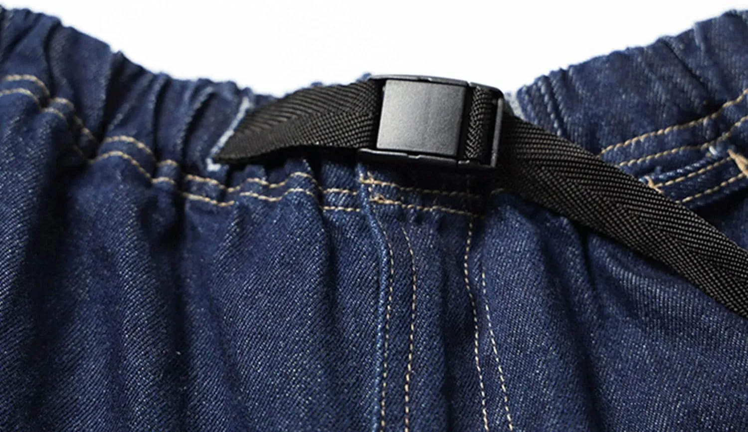 Men Elastic Jean Shorts Loose Fit Classic Cargo Denim Shorts Male Casual Relaxed Stretch Jean Shorts