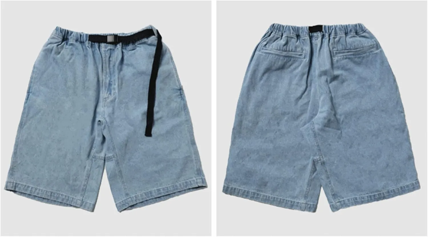Men Elastic Jean Shorts Loose Fit Classic Cargo Denim Shorts Male Casual Relaxed Stretch Jean Shorts