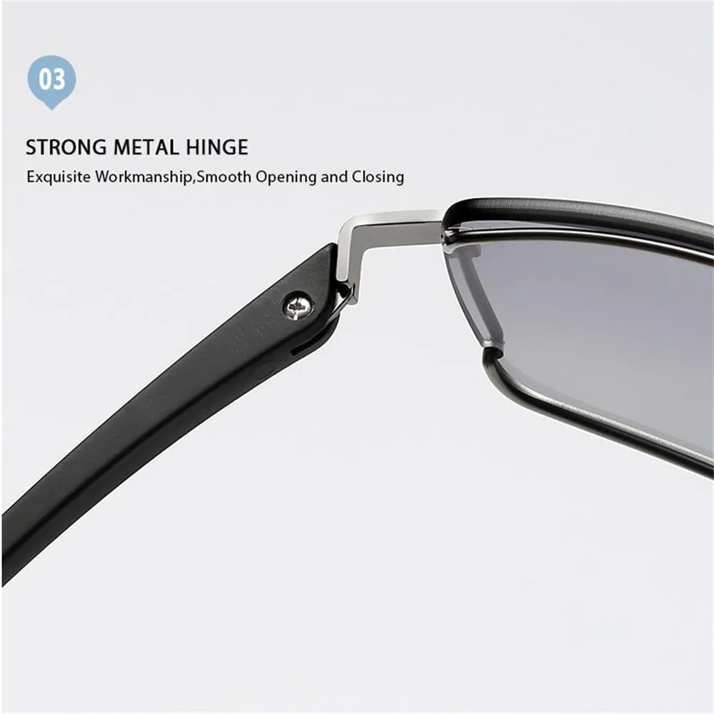 Men Polarized Sunglasses Rimless Male Sun Glasses Ultra Light TR90 Driving Eyeglass(Gold Tea,one)