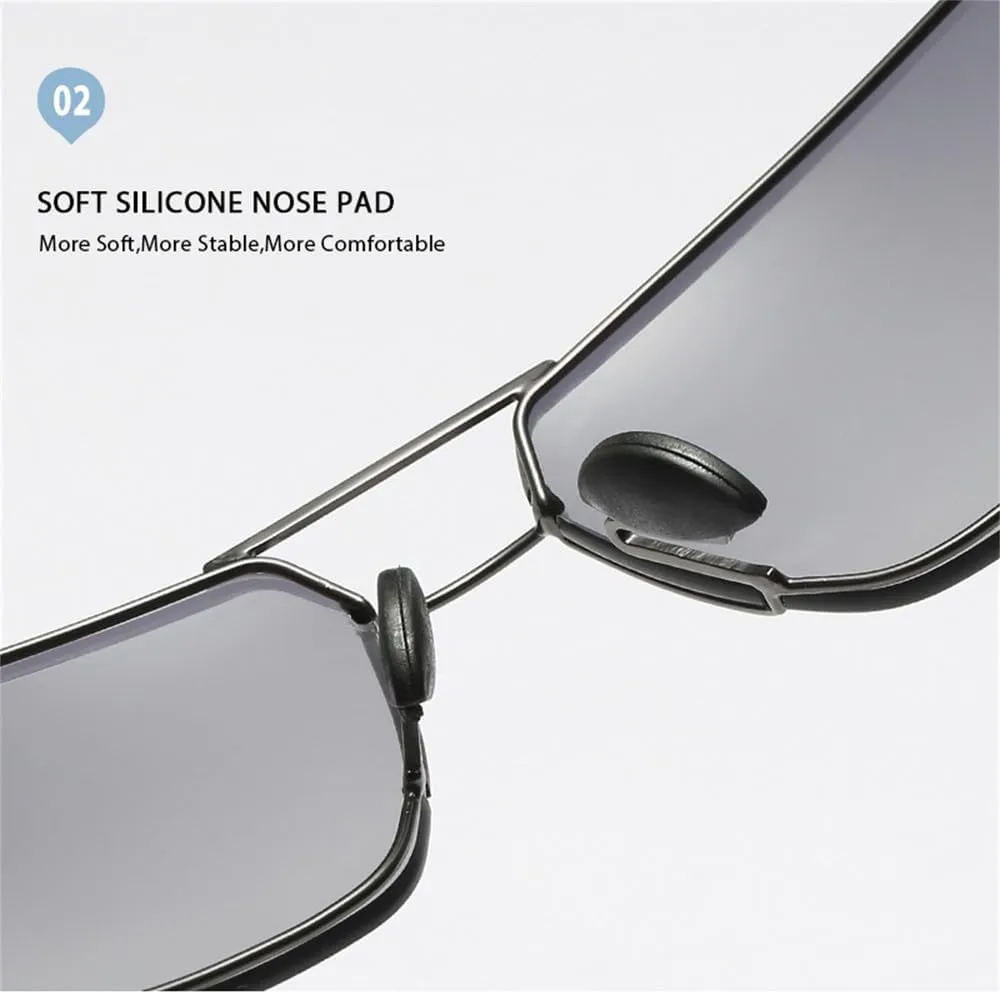 Men Polarized Sunglasses Rimless Male Sun Glasses Ultra Light TR90 Driving Eyeglass(Gold Tea,one)