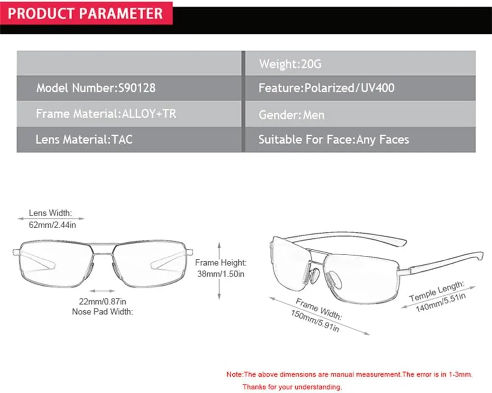 Men Polarized Sunglasses Rimless Male Sun Glasses Ultra Light TR90 Driving Eyeglass(Gold Tea,one)