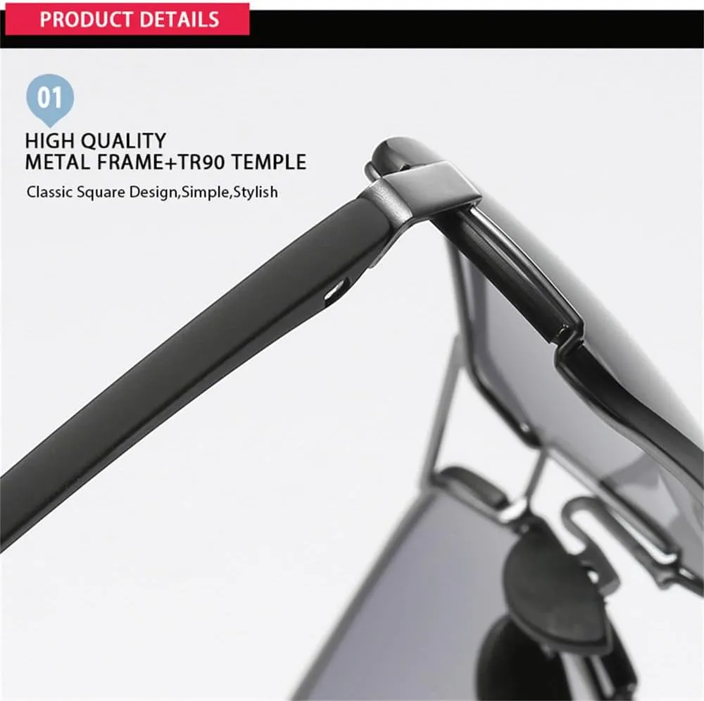 Men Polarized Sunglasses Rimless Male Sun Glasses Ultra Light TR90 Driving Eyeglass(Gold Tea,one)