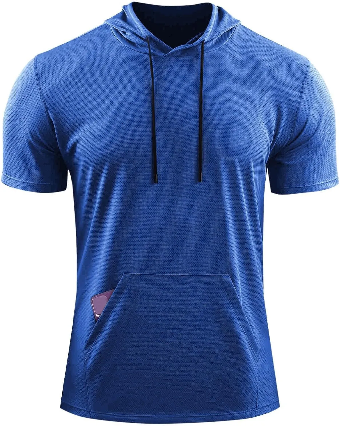 Mens Athletic Breathable Hooded Shirt Short Sleeve Workout Sport Hoodie Casual Running T-Shirt Quick Dry Pullover Top