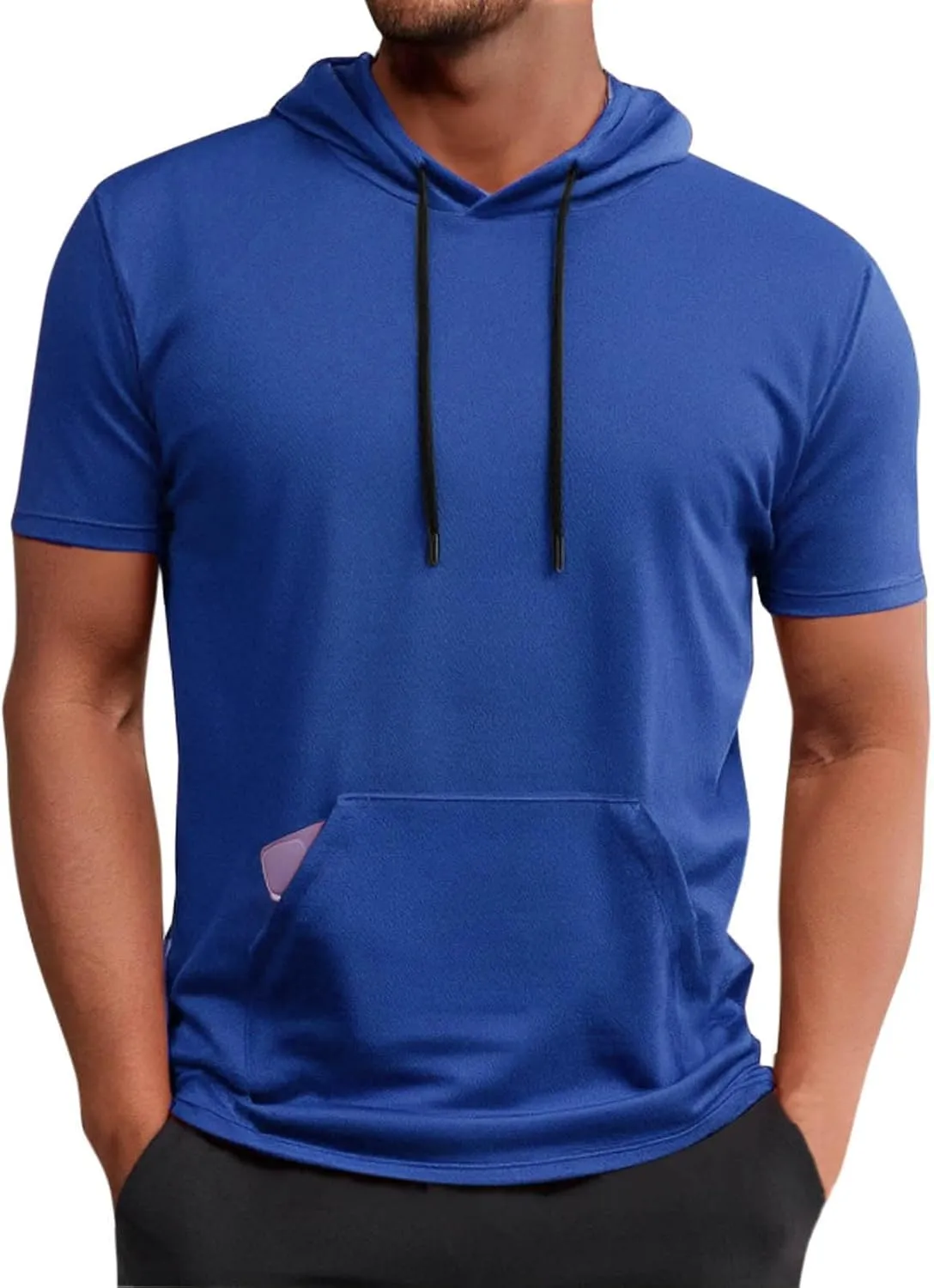Mens Athletic Breathable Hooded Shirt Short Sleeve Workout Sport Hoodie Casual Running T-Shirt Quick Dry Pullover Top