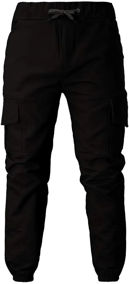 Men's Cargo Pants Casual Drawstring Multi-Pocket Solid Work Tie Feet Trousers Relaxed Fit Lightweight Sweatpants