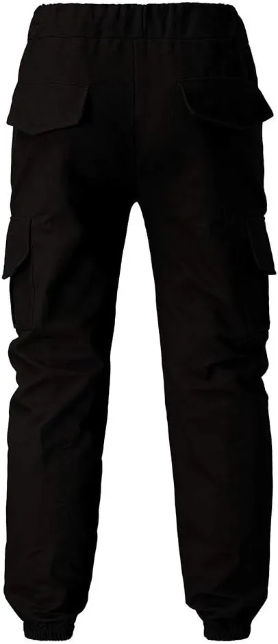 Men's Cargo Pants Casual Drawstring Multi-Pocket Solid Work Tie Feet Trousers Relaxed Fit Lightweight Sweatpants