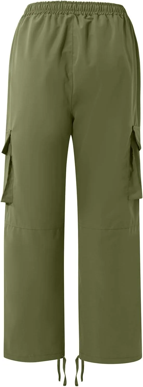 Men's Cargo Pants Relaxed fit Stretch Cargo Work Pants Drawstring Waist Straight Leg Lounge Pants with Multi Pockets