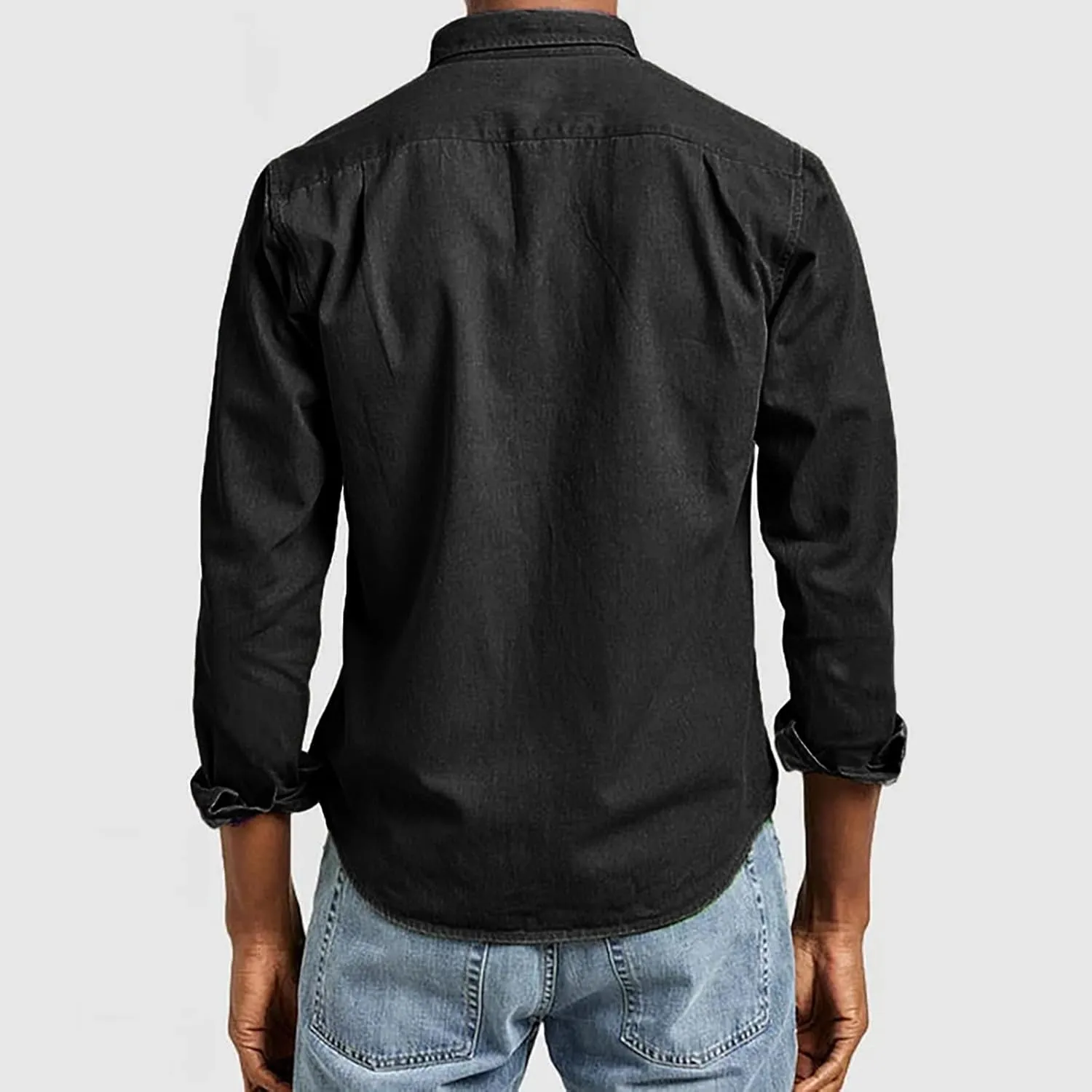 Mens Casual Button Down Shirts Slim Fit Solid Long Sleeve T Shirt Smart Gentleman Bussiness Work Golf Blouse Tees