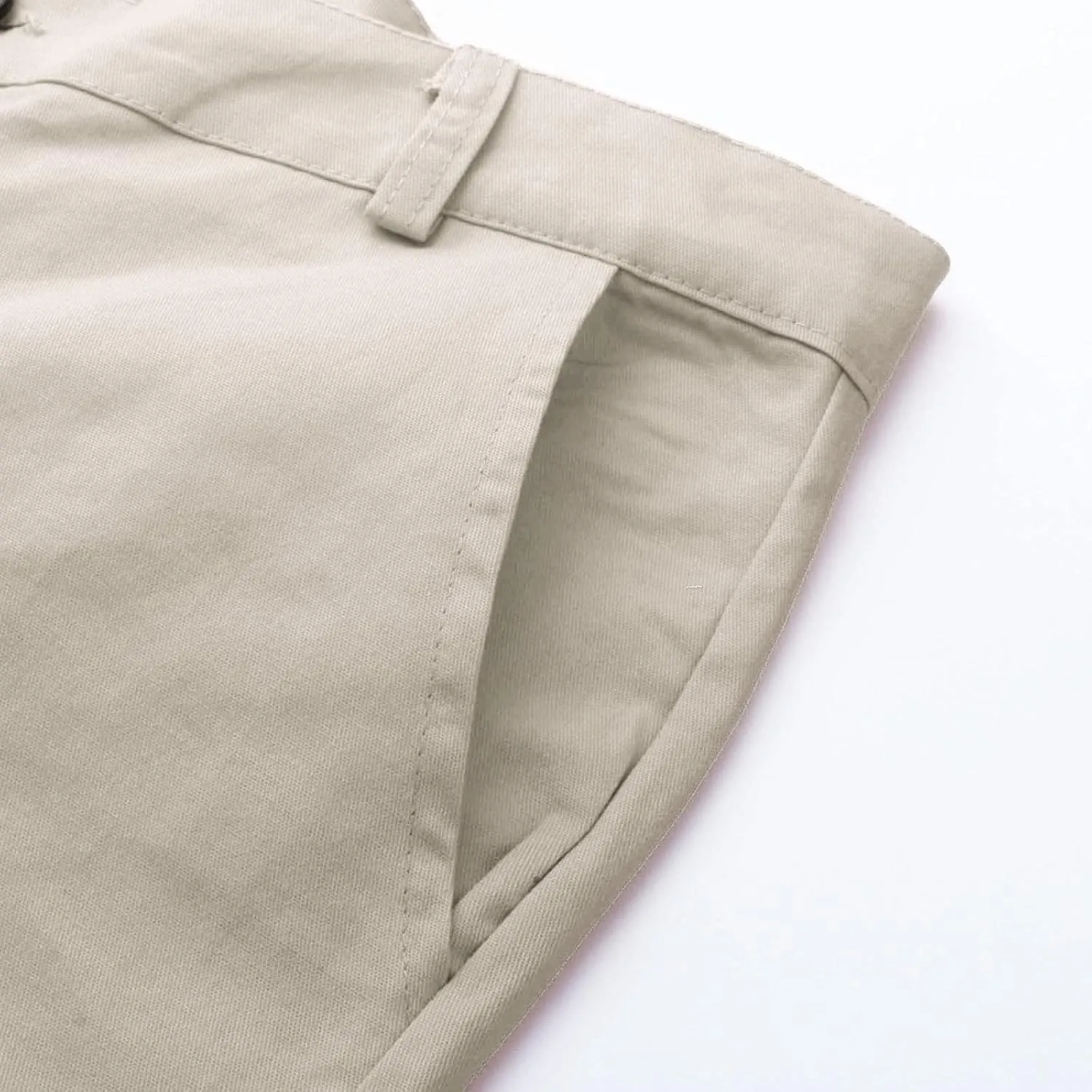 Men's Casual Pants Solid Pocket Button Mid Waist Work Trousers Relaxed Fit Straight Leg Long Pants