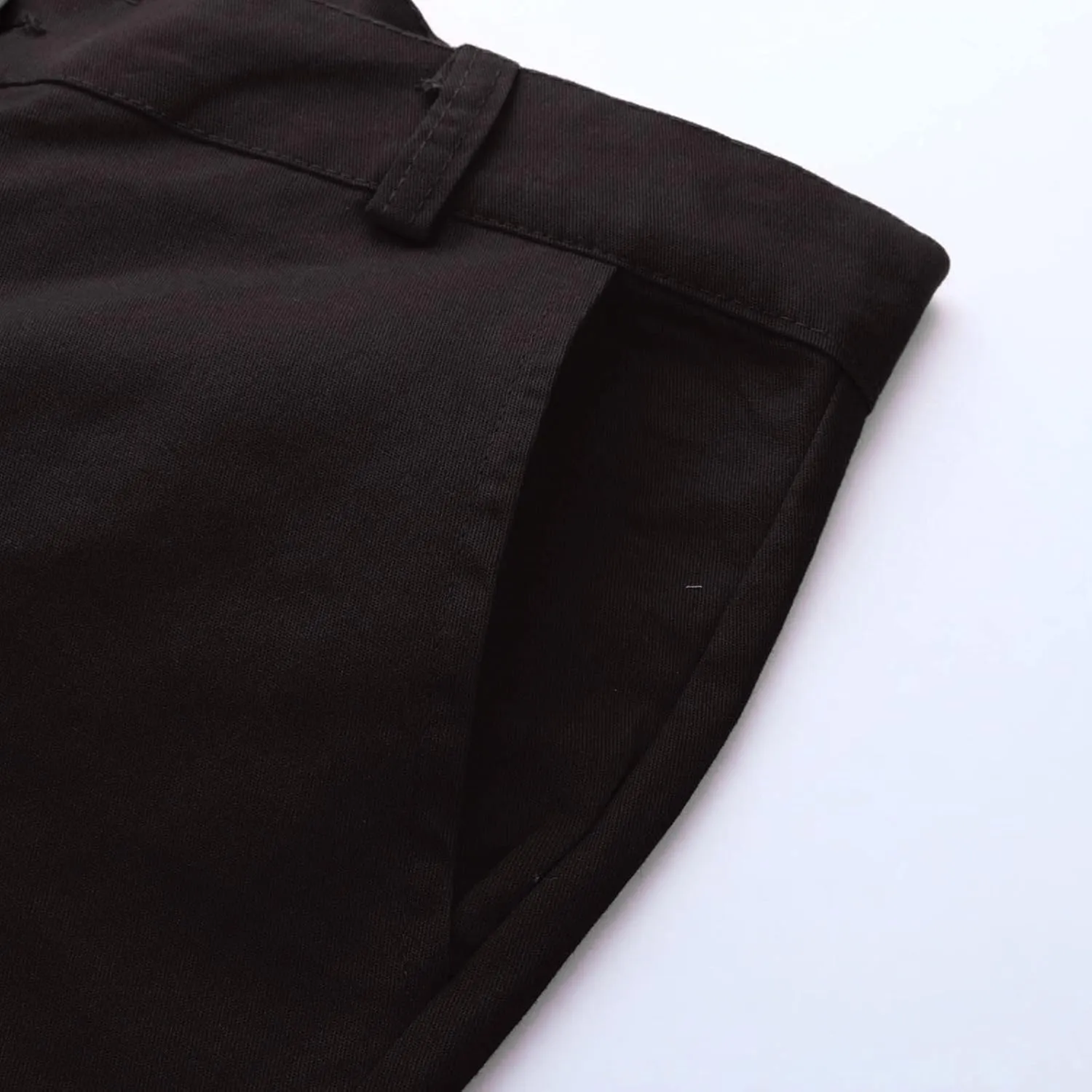 Men's Casual Pants Solid Pocket Button Mid Waist Work Trousers Relaxed Fit Straight Leg Long Pants
