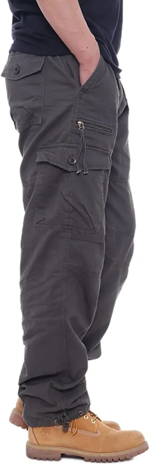 Men's Casual Relaxed Fit Cargo Pants, Multi Pocket Hiking Outdoor Jogger Pants Tactical Trousers